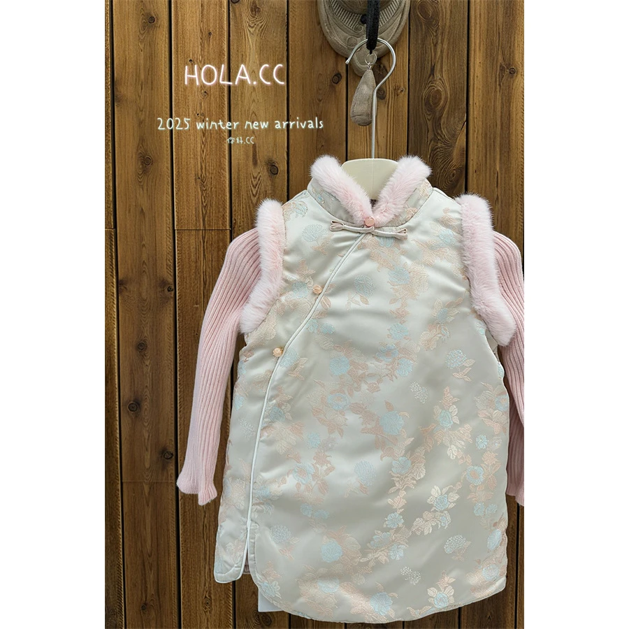 HOLA.CC·25冬~玫瑰花旗袍裙6747（童装汉服）汉服