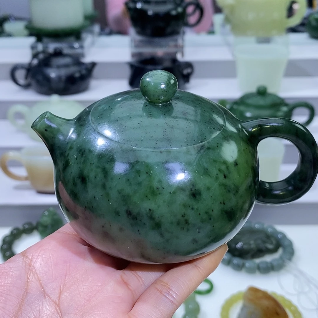 和田玉未镶嵌挂件茶壶