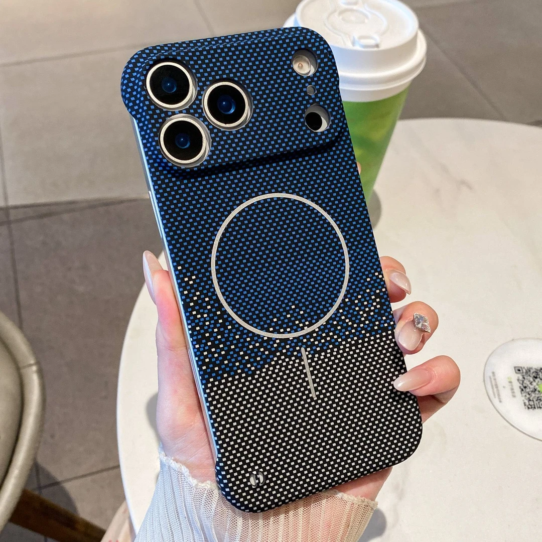 适用苹果17手机壳16pormax碳纤维纹15内置14细圈13磁吸12无边框11