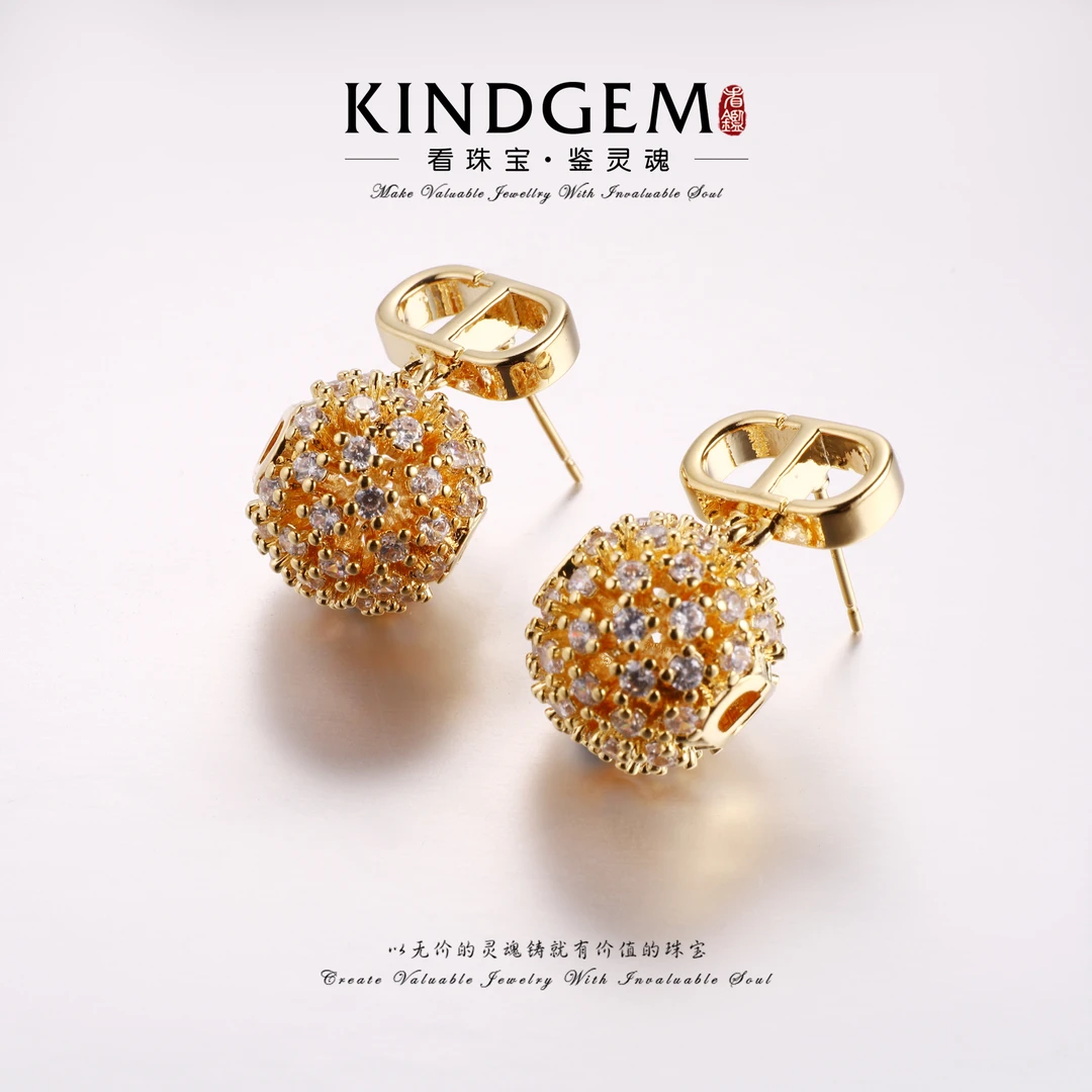 铜合金锆石耳饰 轻奢复古个性镶嵌精致简约时尚百搭耳环 C-32931