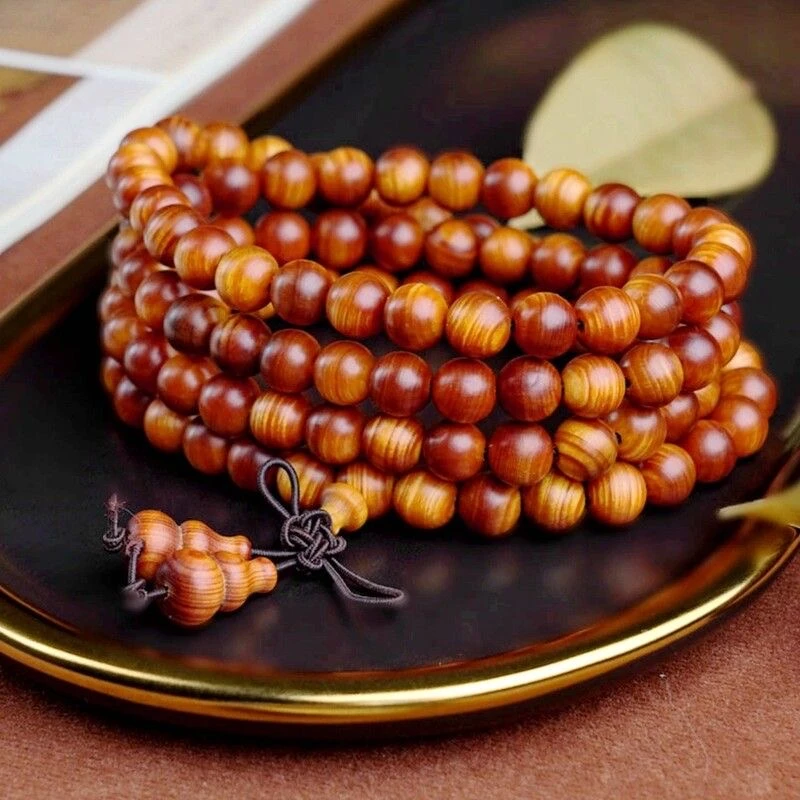 {A170}横纹崖柏108颗多圈（卡8mm）木制手串沾水不退