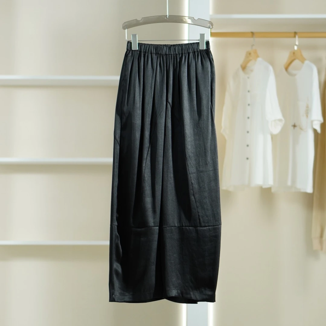 【魏W.D】S449-5 女装夏松紧腰阔腿休闲裤黑色 莉推荐