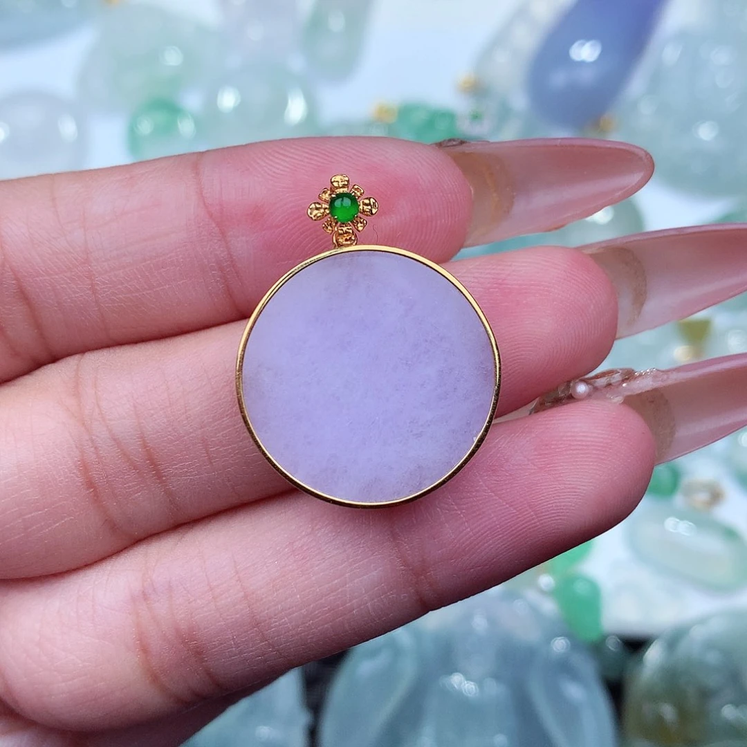 翡翠吊坠(不含链)18K金镶嵌