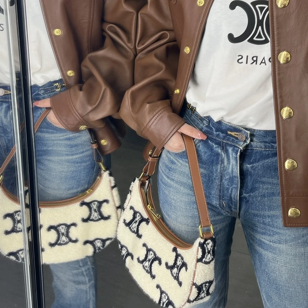 99新 Celine/思琳 凯旋门刺绣豌豆ava腋下包/闲置新/古力娜扎同款