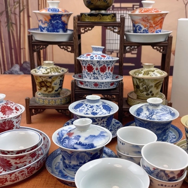 陶摆件富春山居图七件套