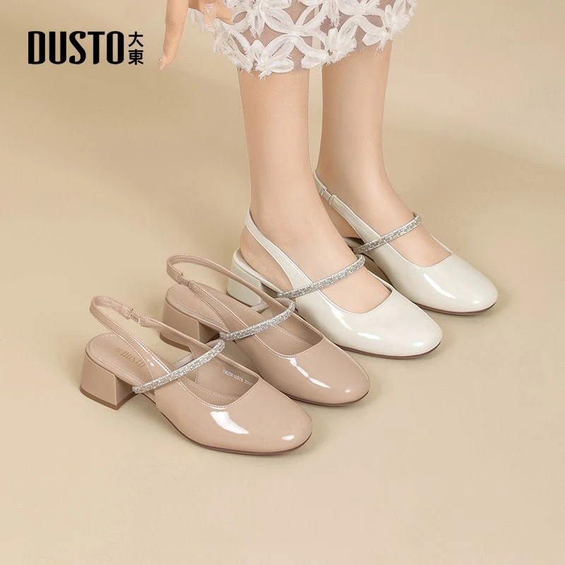 大东包头水钻凉鞋女款2025新款夏季法式玛丽珍单鞋配裙子外穿女鞋