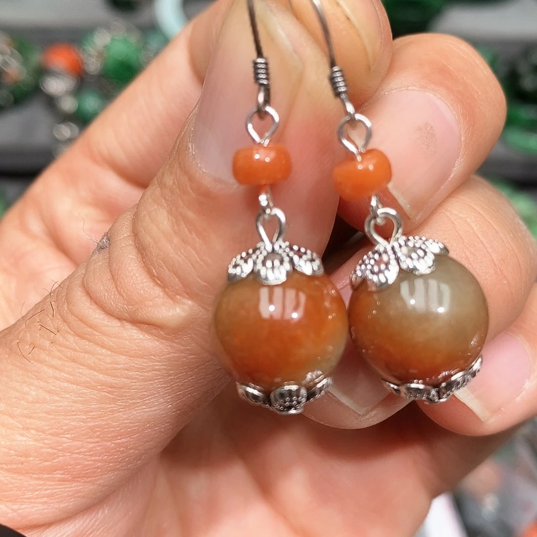 银S925镶嵌翡翠耳饰e！漂亮美眉