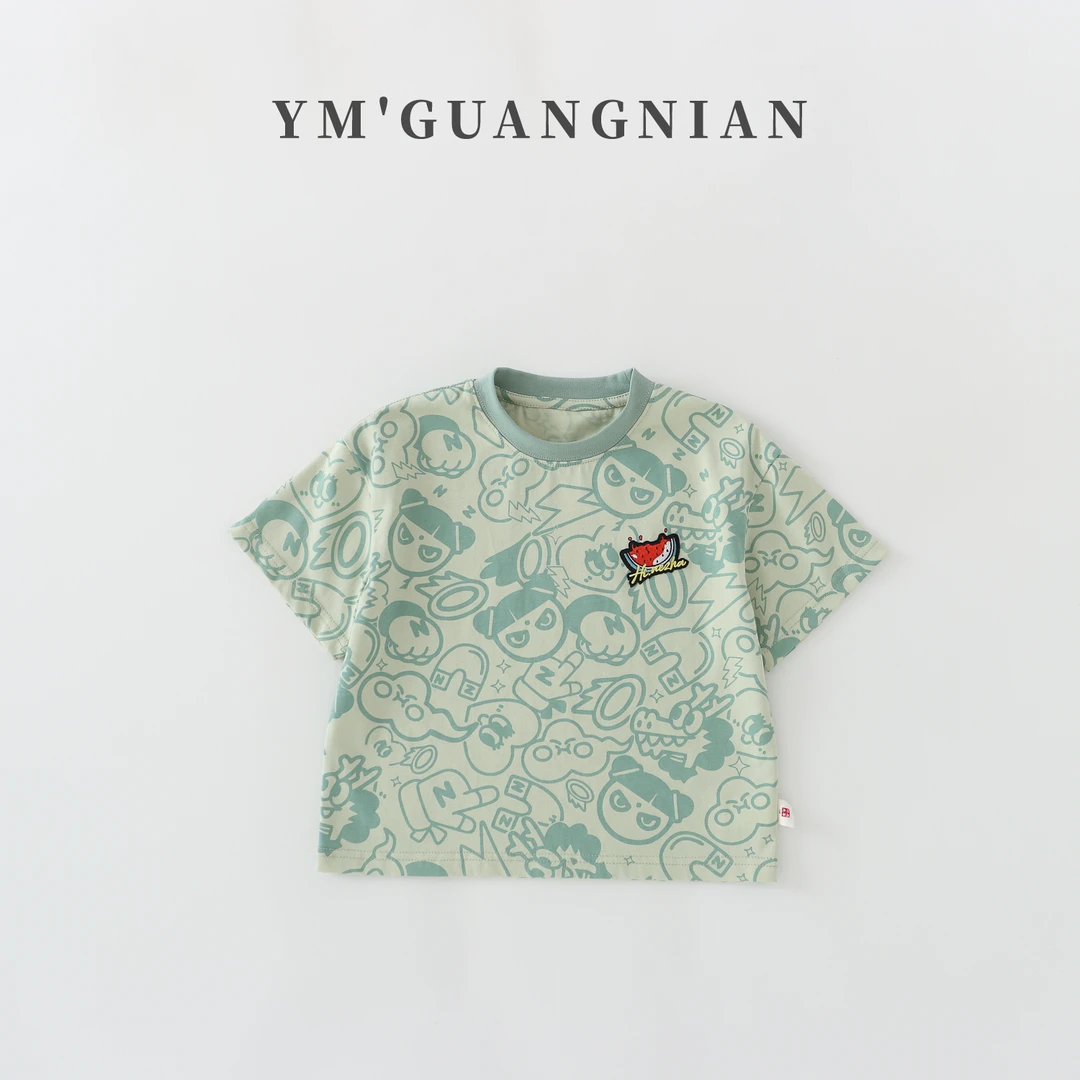 【幼棉光年】夏季男童休闲百搭印花T恤圆领1220392