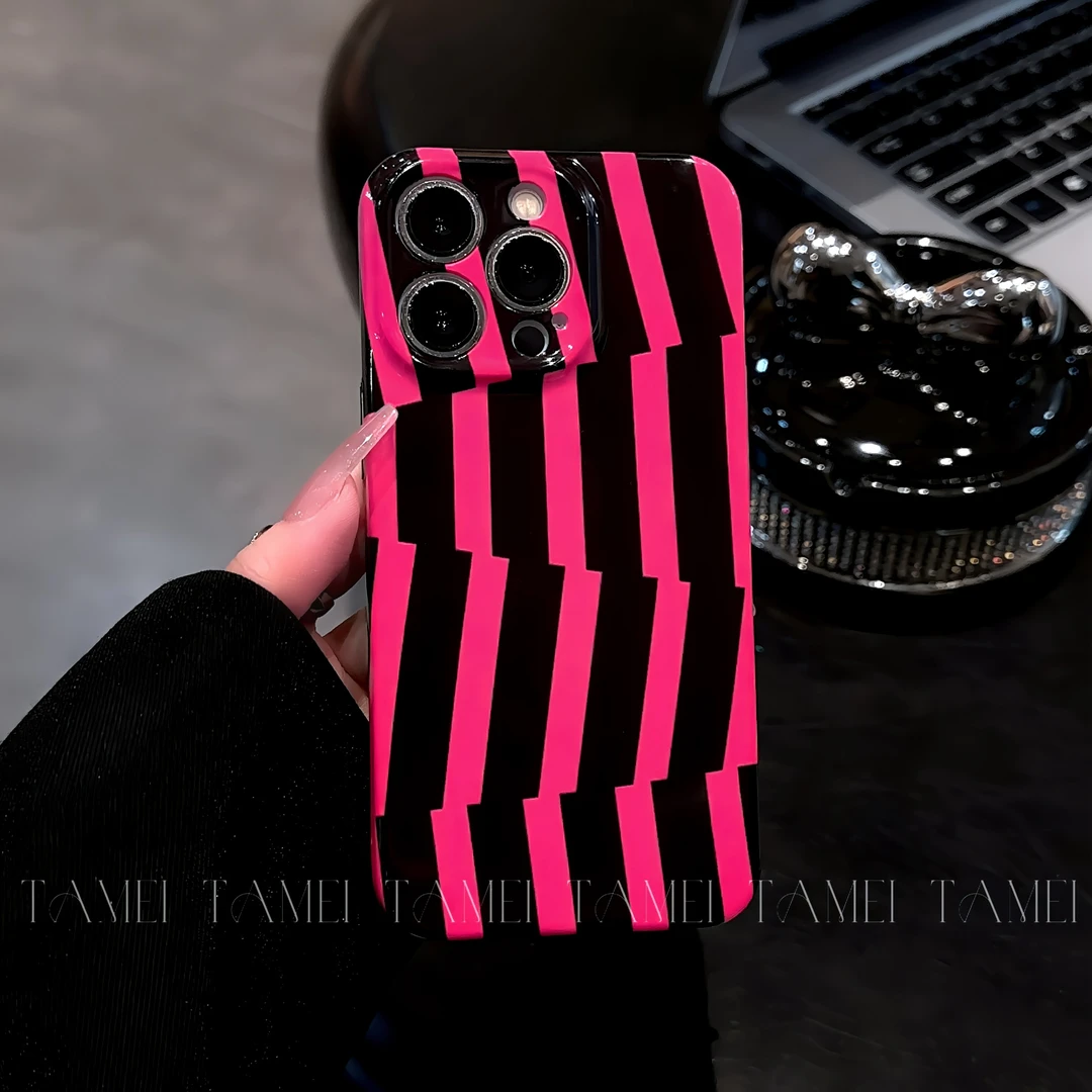 不规则条纹镜面支架适用苹果16/15手机壳vivo华为oppo小米15菲林