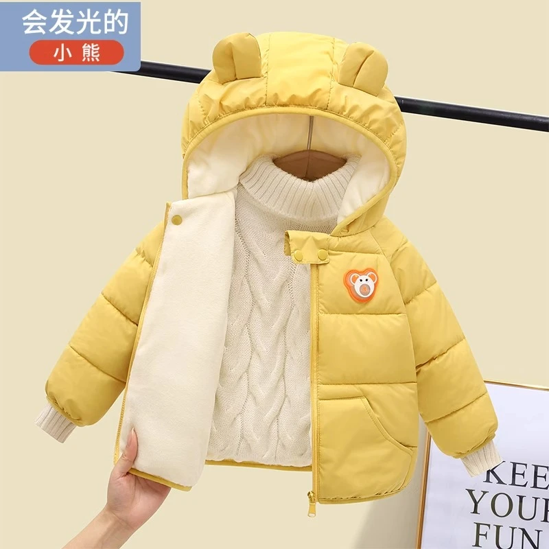 宝宝棉服加绒加厚婴儿冬季可爱棉衣男童女童发光外套儿童洋气棉袄
