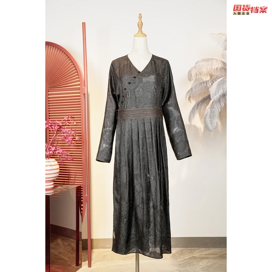 新春贺岁【万象有衣】原创设计师款香云纱连衣裙-7399