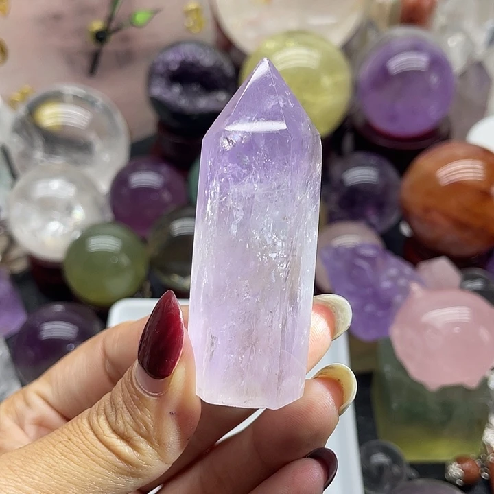 未镶嵌珠宝半成品水晶25紫水晶柱高6.3宽2.2