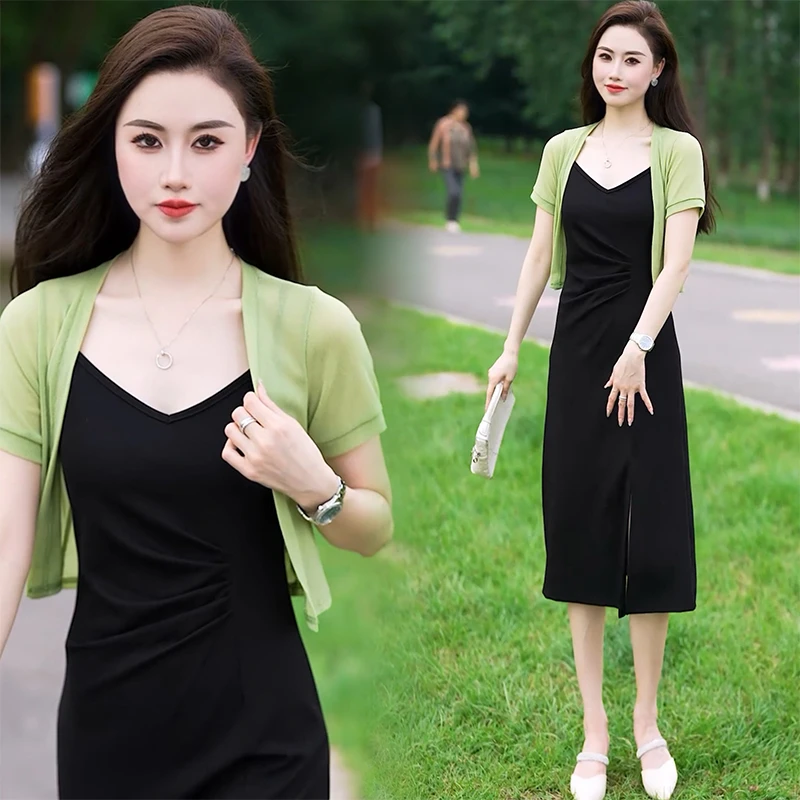 夏季外搭开衫网纱短款小坎肩配吊带裙防晒薄外套罩衫短袖女小披肩