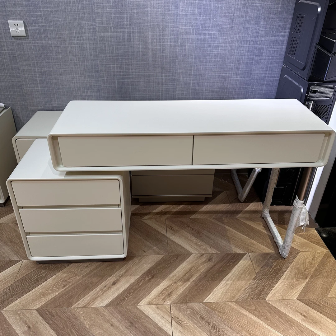 意式轻奢北欧现代简约纯白奶油风1.2m烤漆梳妆台桌子书桌写字桌