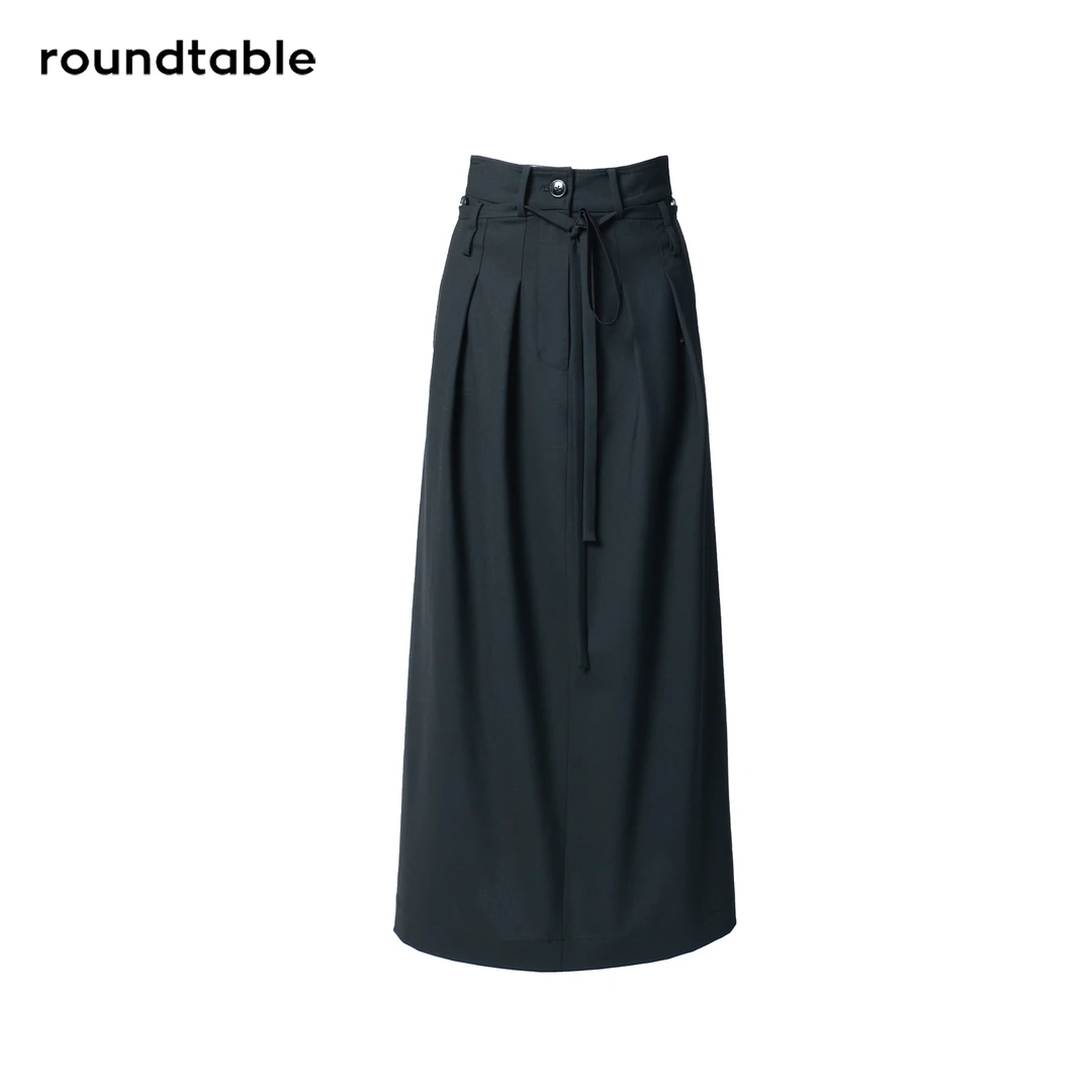 设计师款2024新款藏青色复古中长款半身裙（普通版）TFW2106129