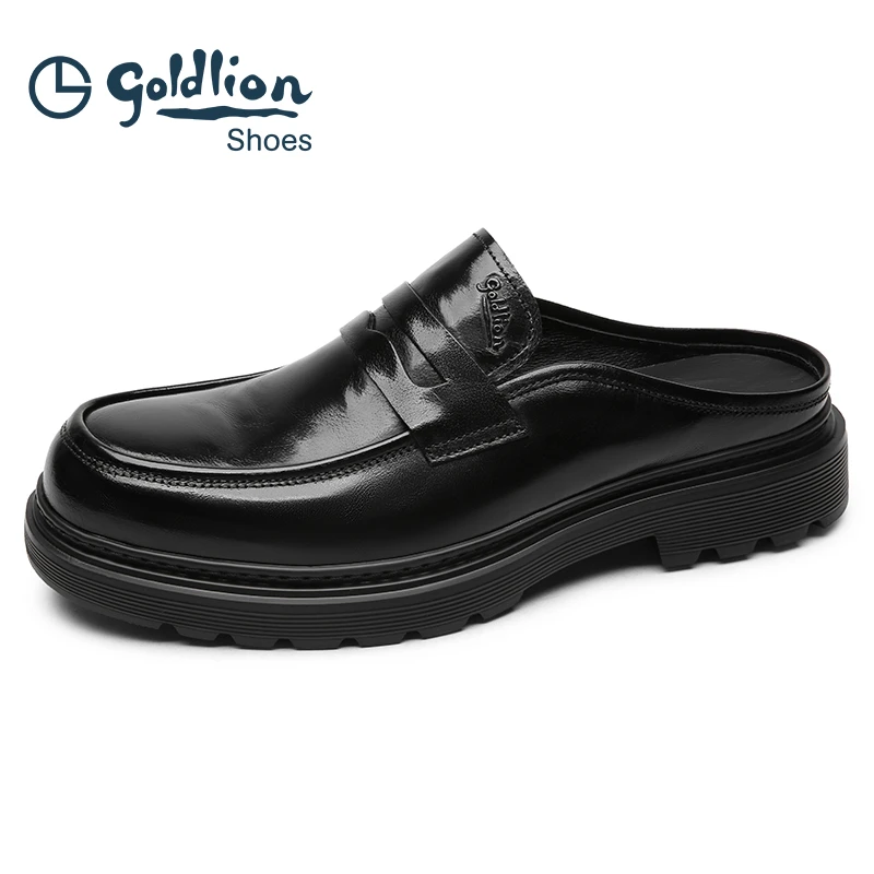 金利来25年新款休闲时尚真牛皮皮鞋脚软底轻便包头拖鞋515420300