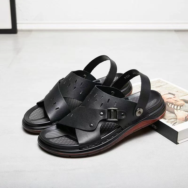 【表弟严选】9126休闲爸爸凉鞋软底沙滩外穿平底透气开车真皮夏季