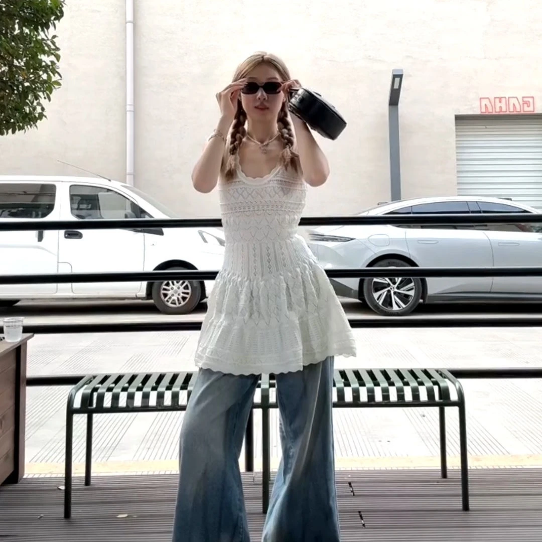 法式甜辣妹纹理设计连衣裙女夏季新款百搭收腰显瘦时尚减龄短裙