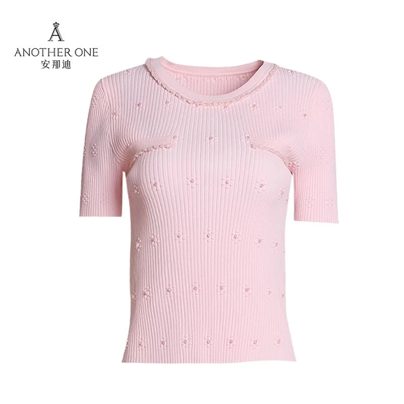 ANOTHER ONE安那迪小香风针织衫短袖新款优雅气质通勤小衫上衣时