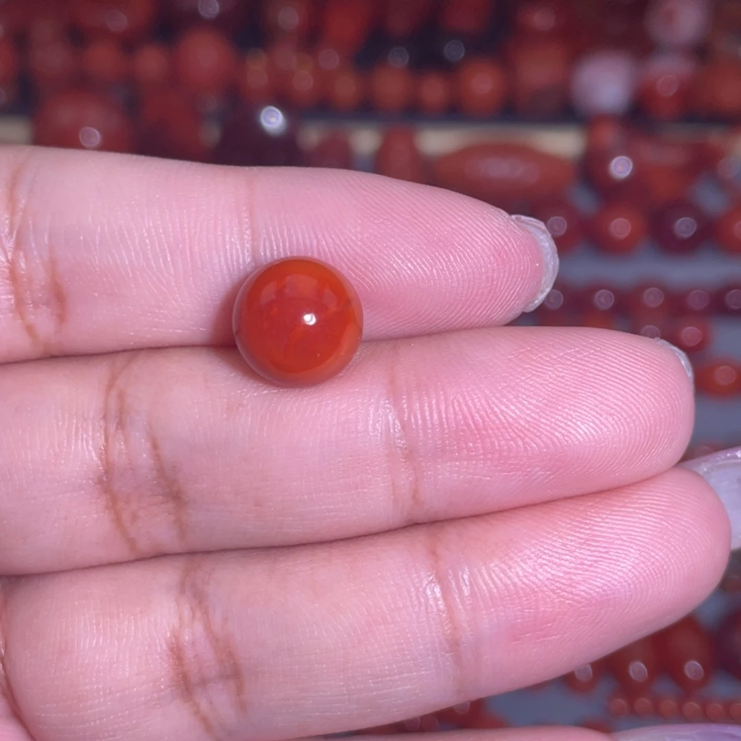 南红玛瑙未镶嵌瓦西火焰纹圆珠卡10.5