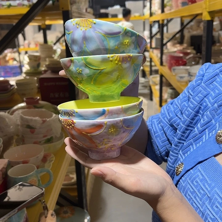 潮州源头工厂陶瓷釉下彩四个碗