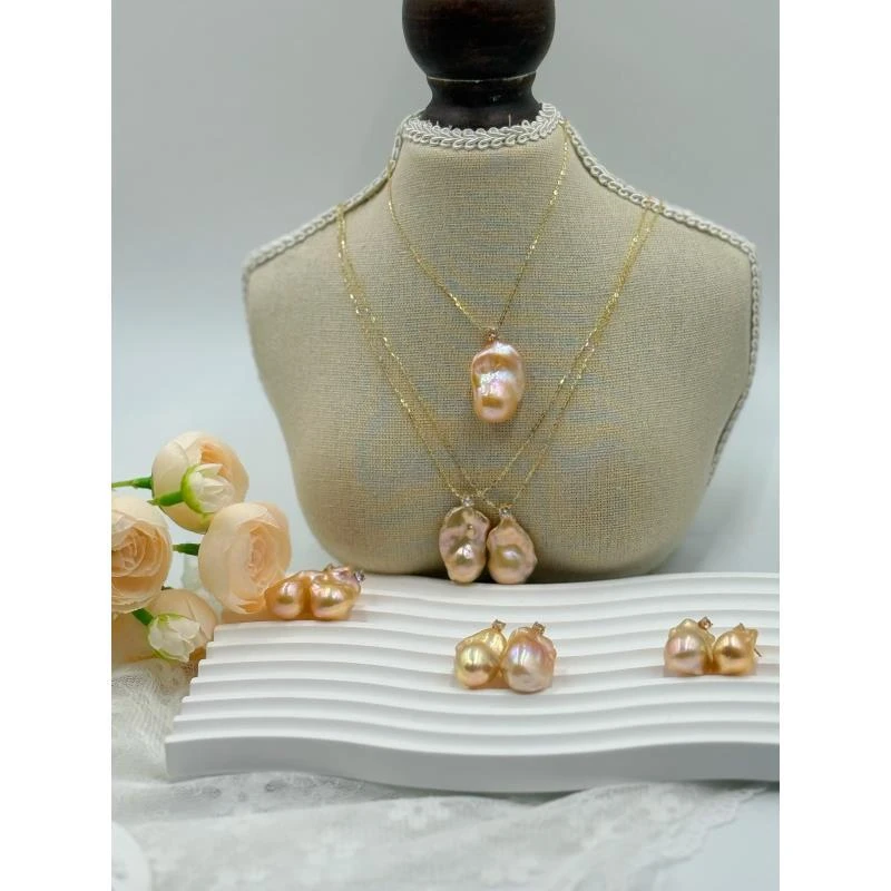 【晓艾珍珠】 淡水流金岁月套装13-15mmS925银（多样性发一）E127