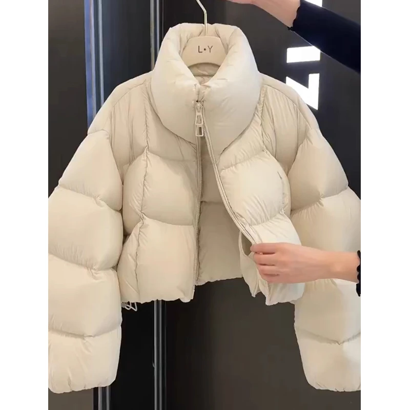 冬季短款羽绒服女2025新款百搭保暖休闲极简风舒适加绒加厚棉服