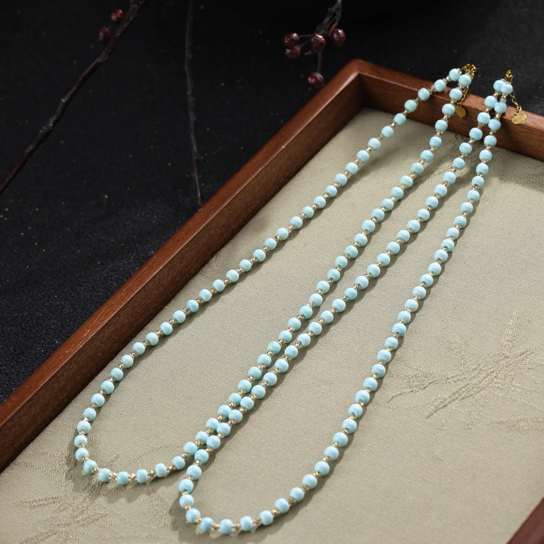 【举石优选】S0928-S3793-43绿松石项链18k(一件/多样性/约3-4mm）Z