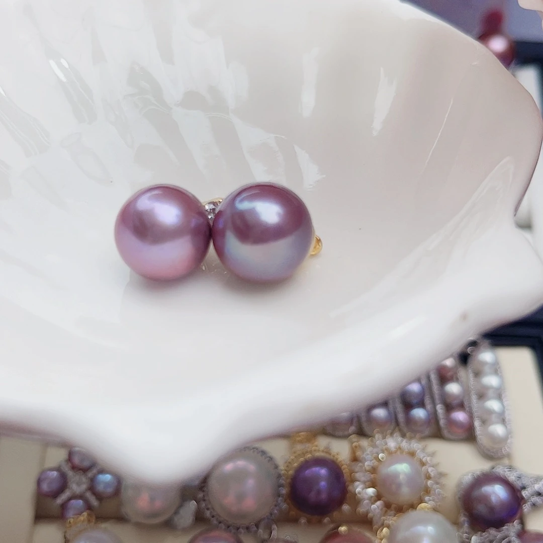 银S925镶嵌淡水珍珠耳饰