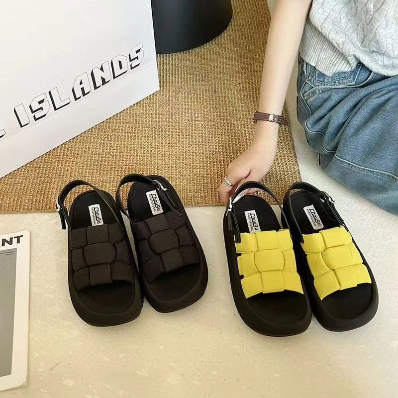 【CHENGYE】5cm-皮面编织高跟2025新款舒适百搭懒人鞋一脚蹬