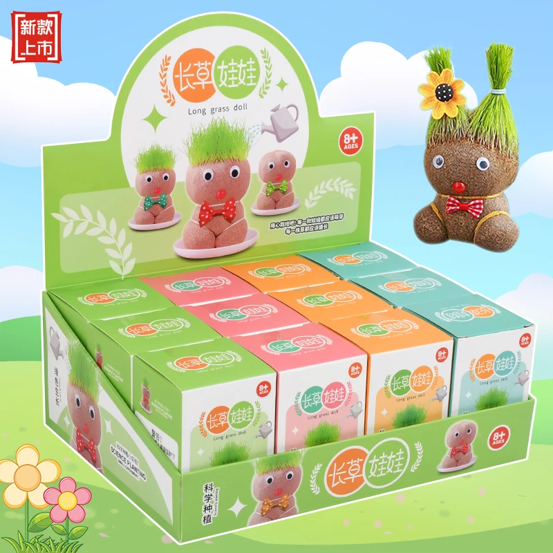 DIY创意趣味盆栽草头娃娃种植物长头发长草娃娃迷你绿植摆件玩具