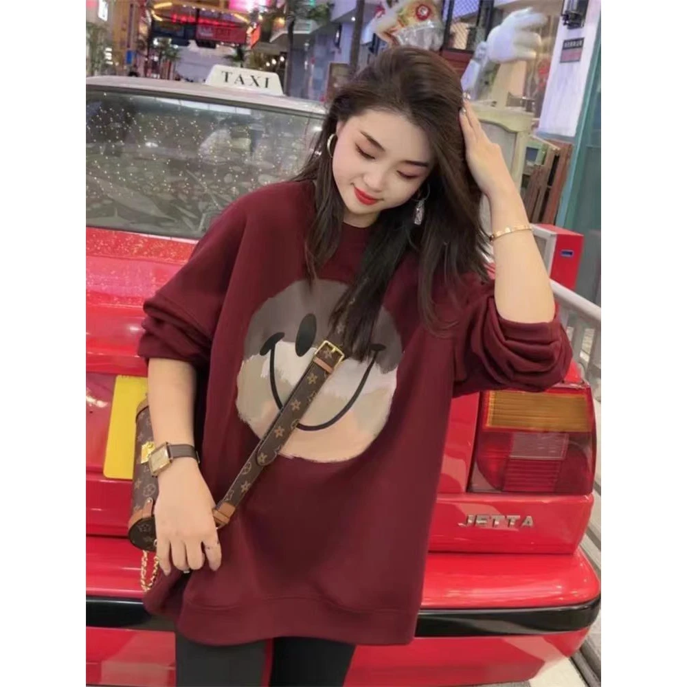 清仓·秋冬卫衣【数码印-笑脸】外贸品质新时尚圆领宽松休闲款24234