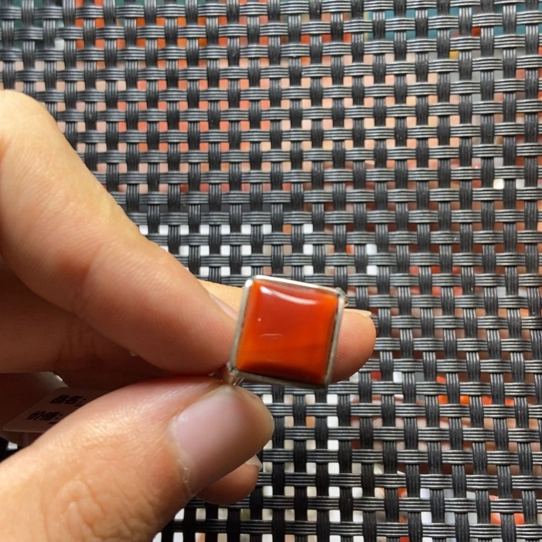 南红玛瑙银S925镶嵌戒指