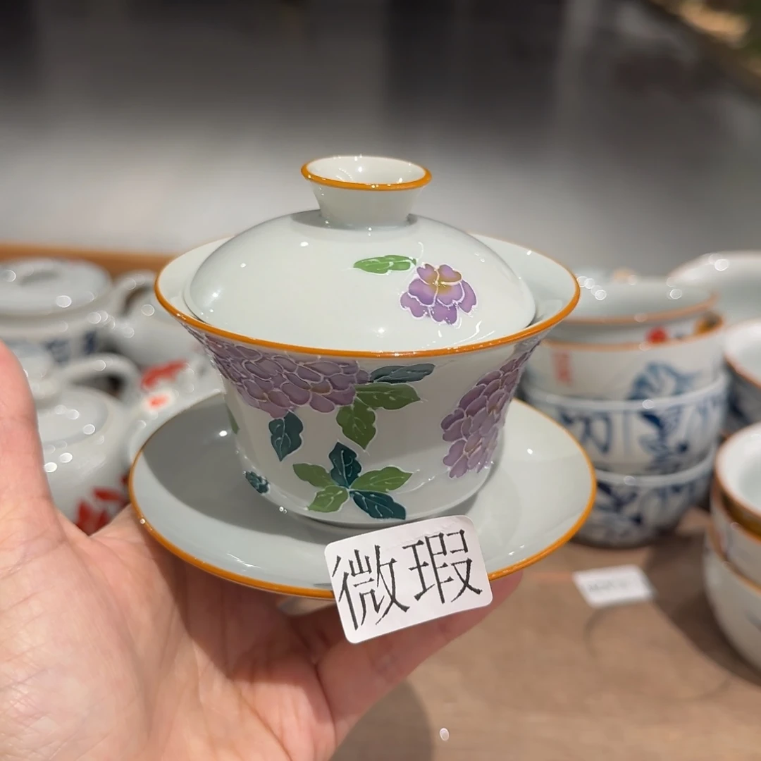 釉下手绘茶具微瑕
