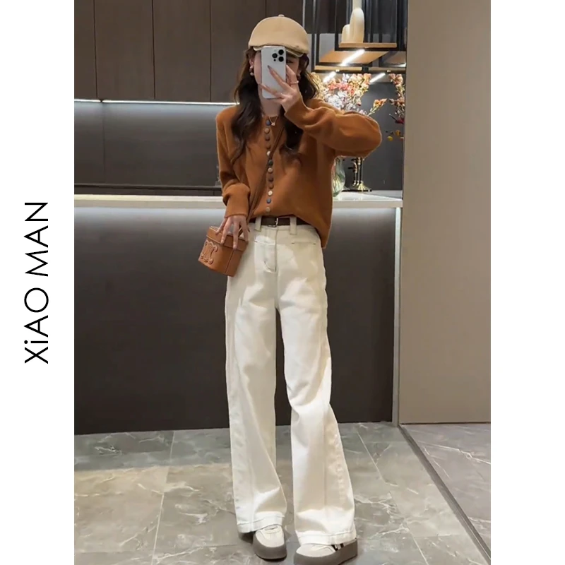 2025春季新款毛衣套装女减龄时尚气质针织上衣+直筒牛仔裤两件套