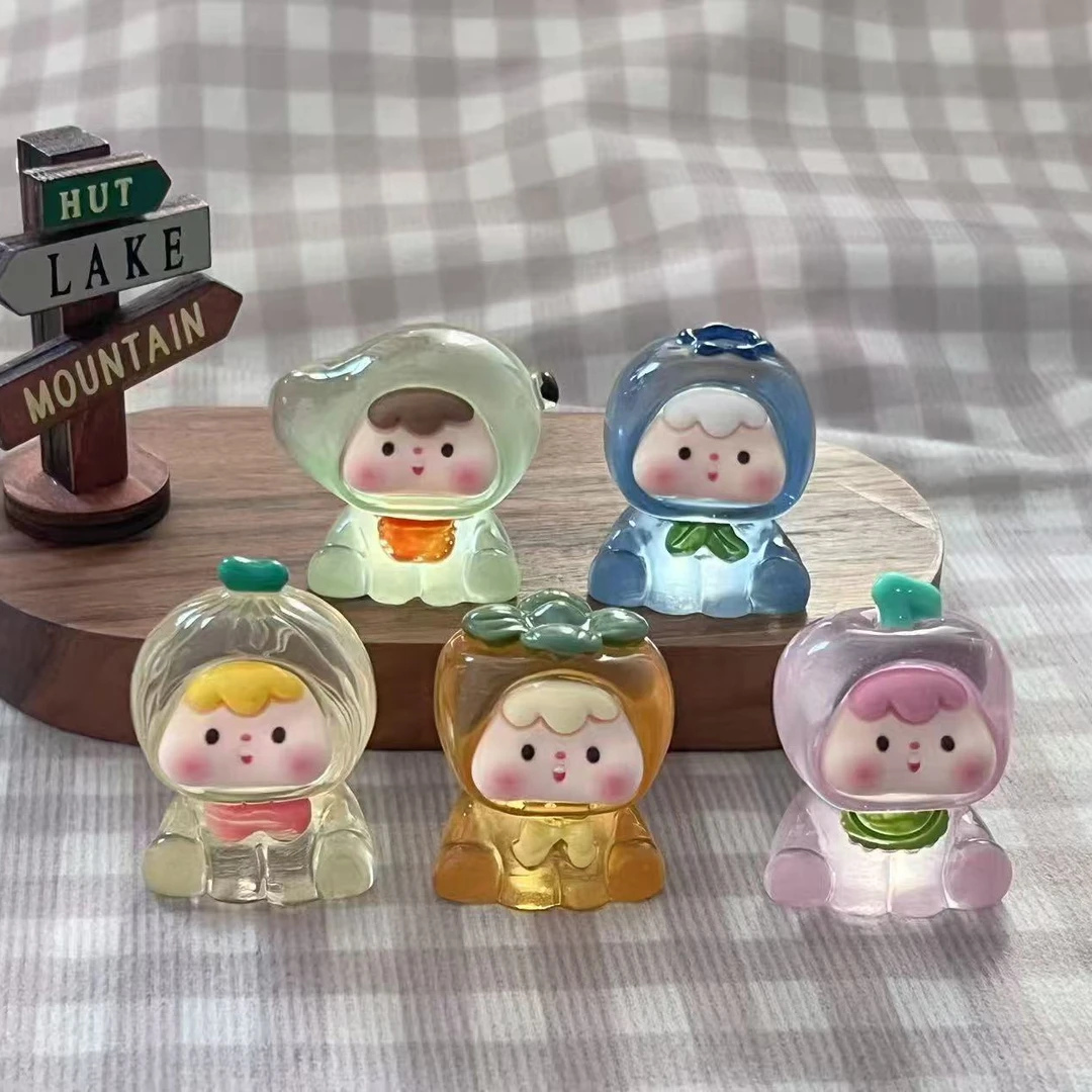 马卡龙配色水果崽崽高透树脂配件DIY卡通公仔桌面小摆件装饰品