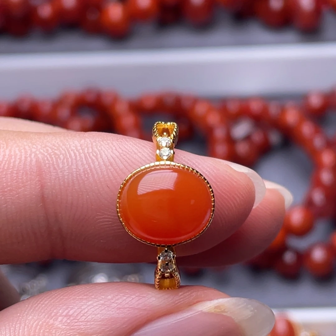 南红玛瑙未镶嵌南红玉石瓦西鹅蛋蛋面女士戒指