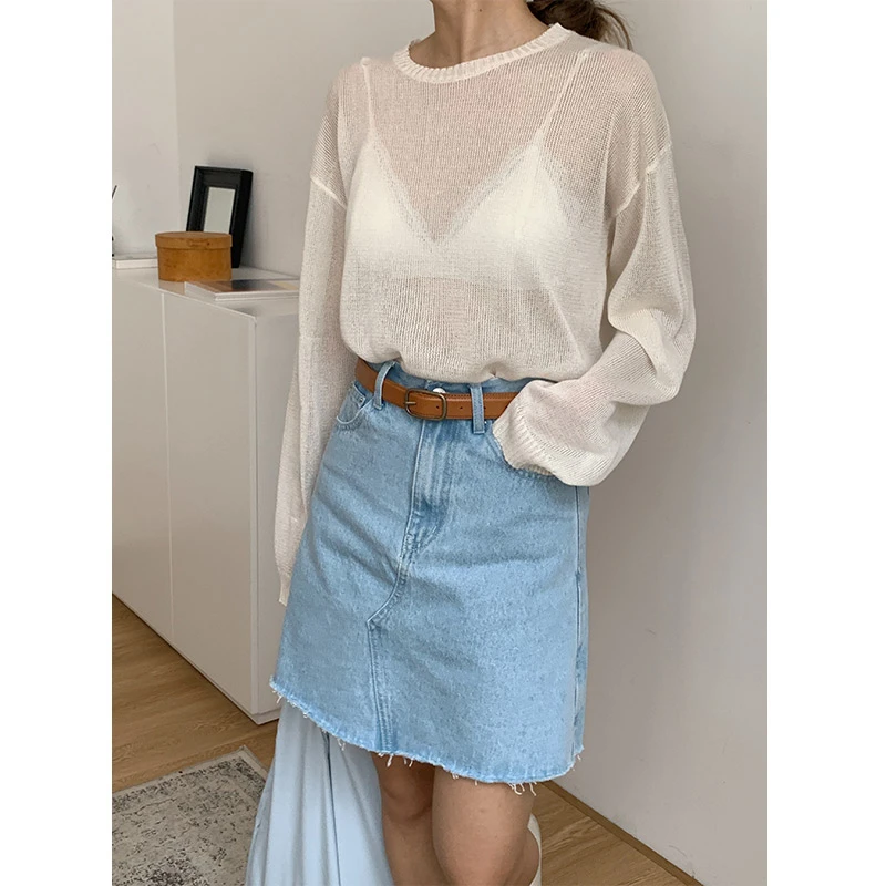 2025S/S韩版显瘦小众百搭夏季薄款宽松设计感牛仔裙短裤36180S