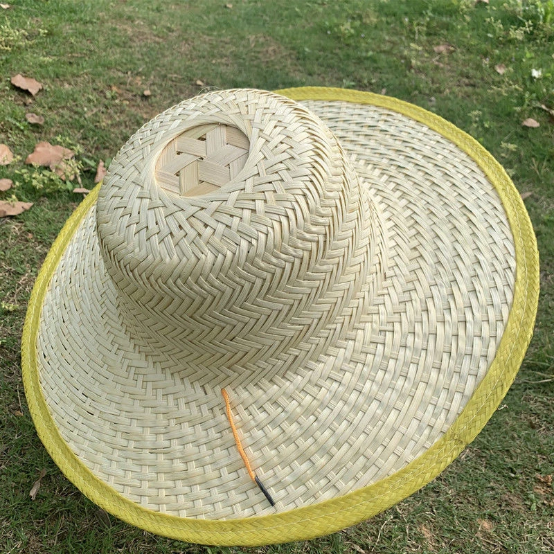 竹编遮阳透气大檐草帽农民干活户外太阳帽工地农用采茶钓鱼防晒帽