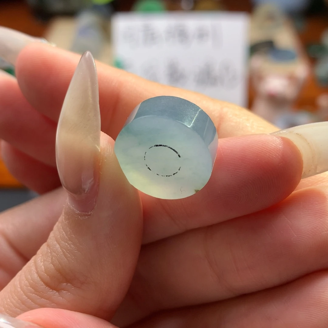 定制翡翠未镶嵌冰天空蓝 戒指心