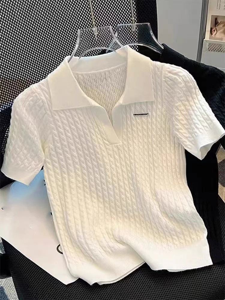 【笑笑家】2025时尚潮流老花针织套头短袖！（建议干洗）J0155