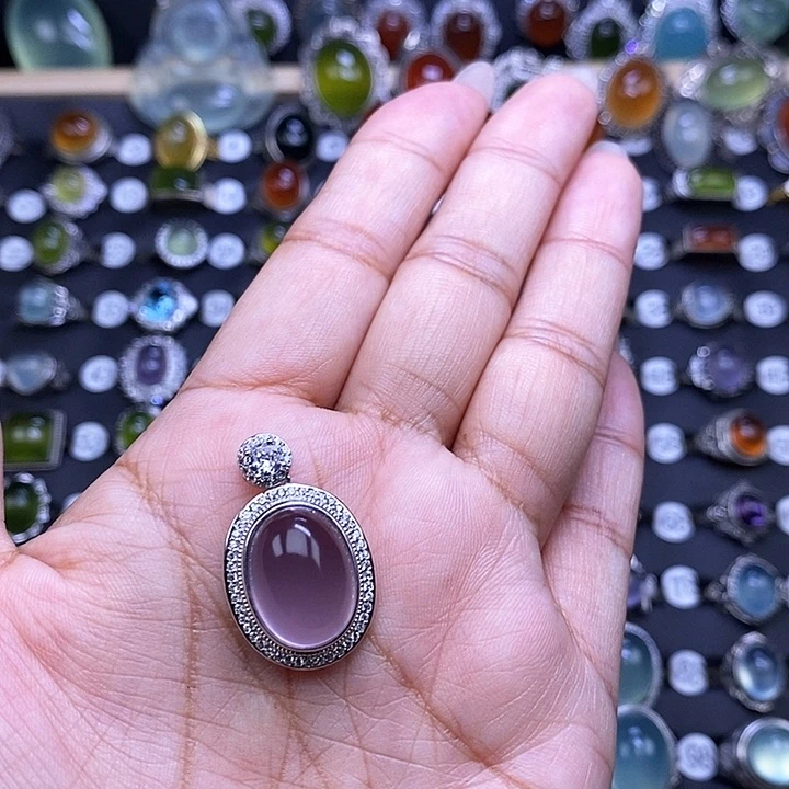 心***）颈饰银S925镶嵌萤石