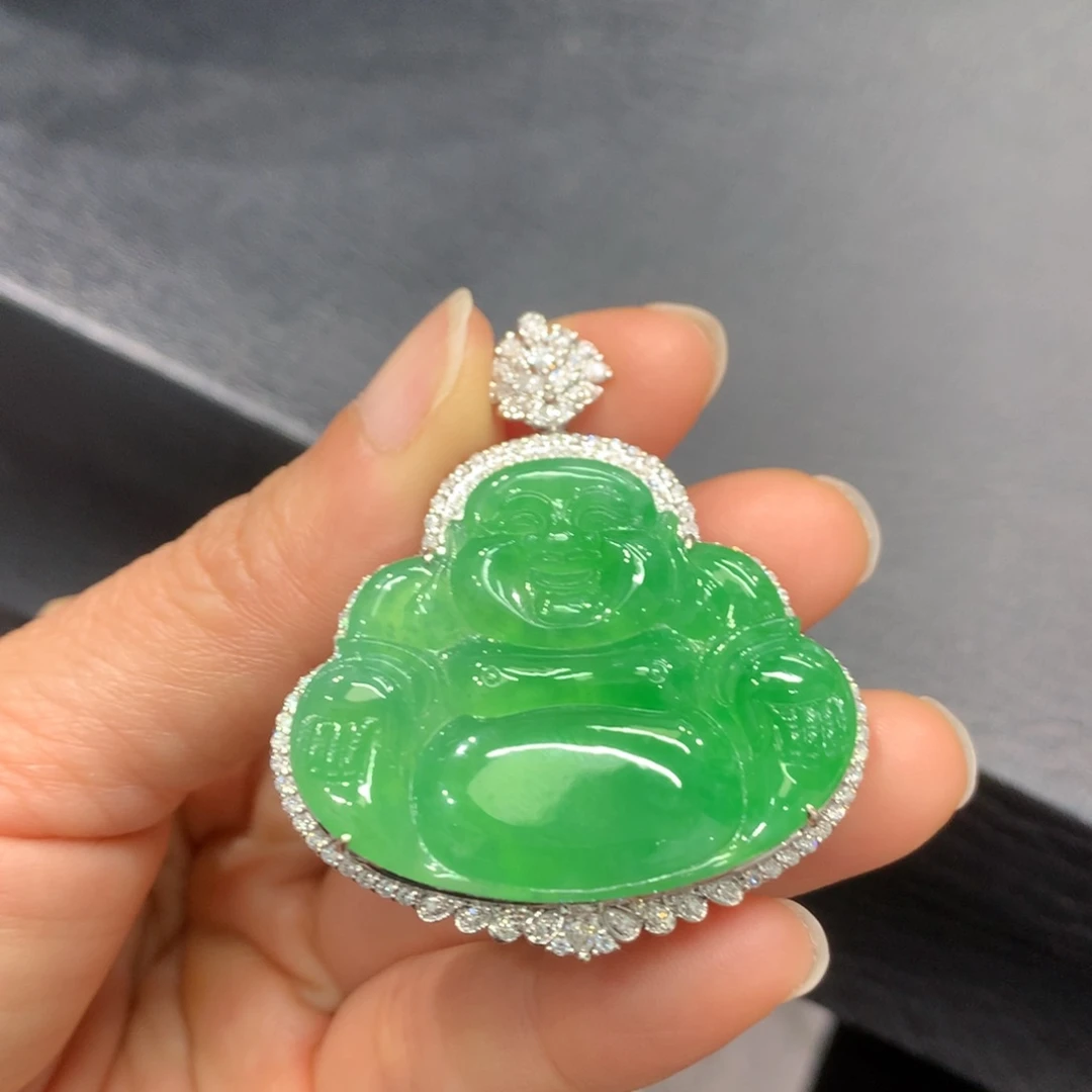 翡翠18K金镶嵌吊坠(不含链)