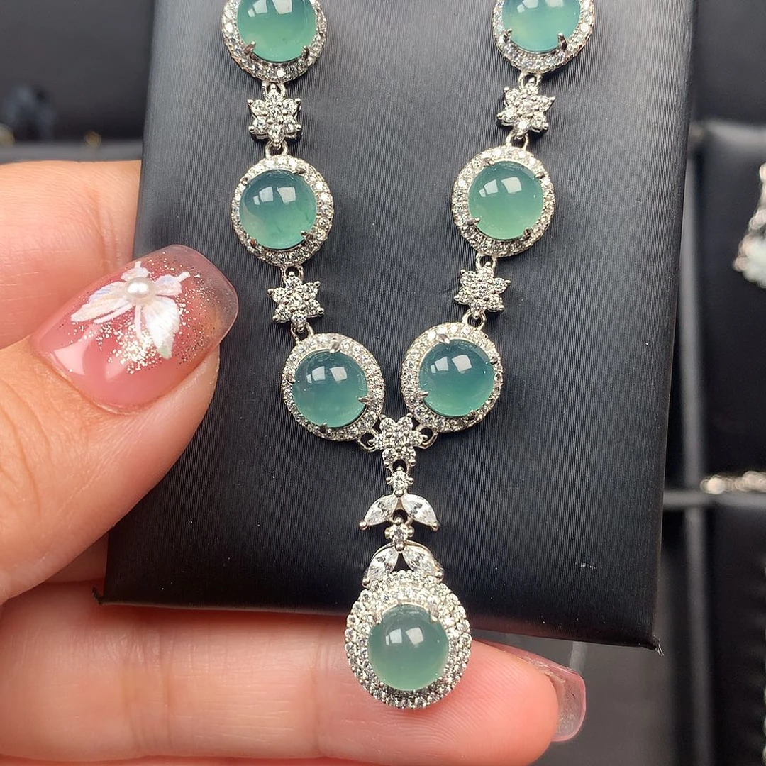 翡翠银S925镶嵌颈饰