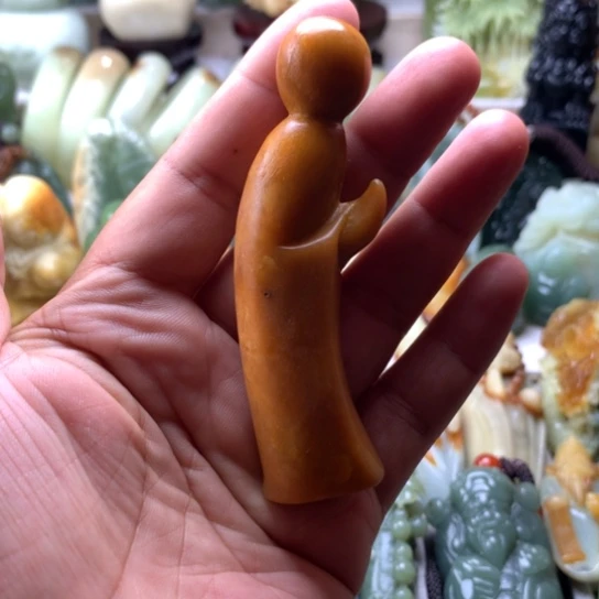 未镶嵌蛇纹石玉岫玉手把件
