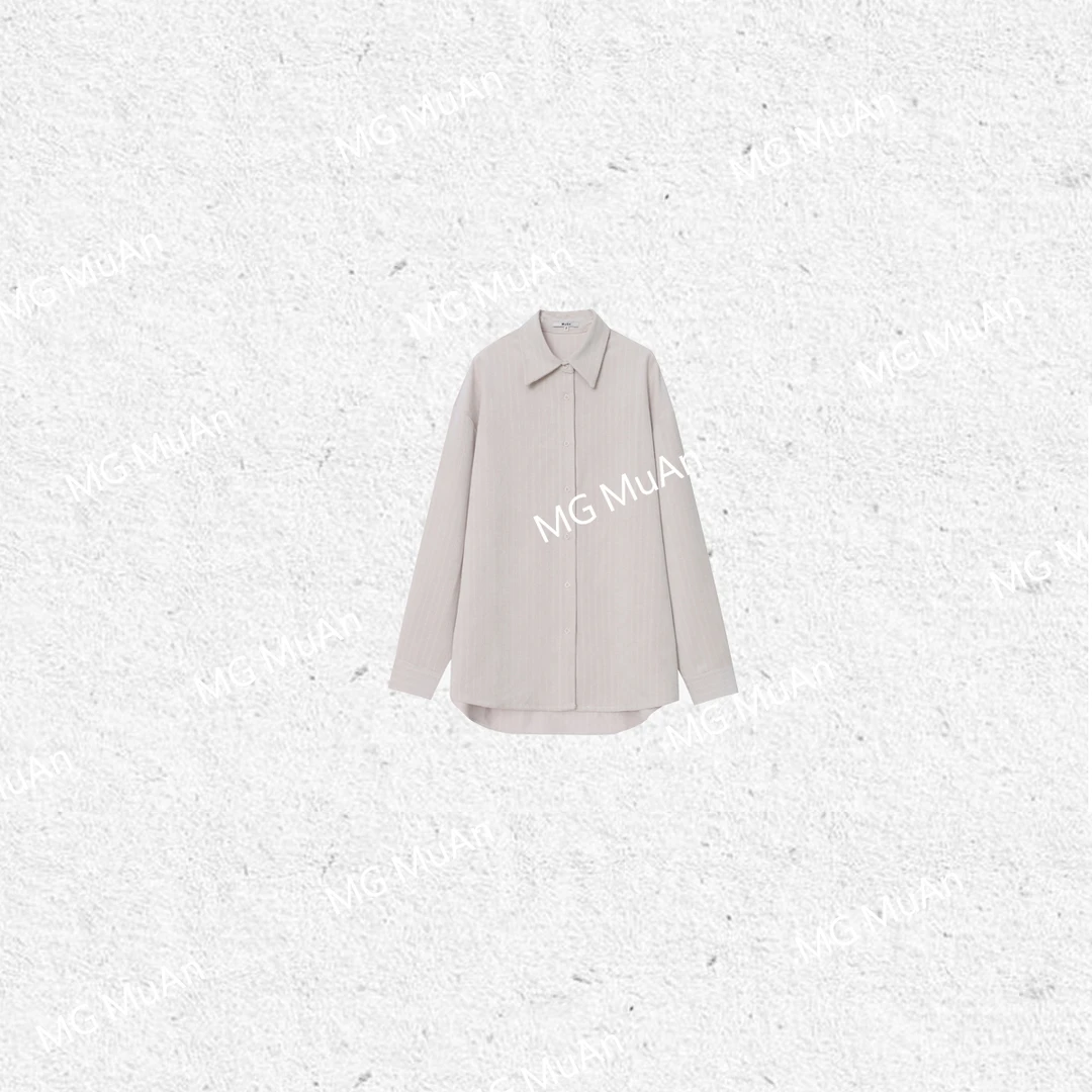 JADE阿毛：《中古杨树林衬衫》“中古系列”定制竖坑条衬衫女DS-8863