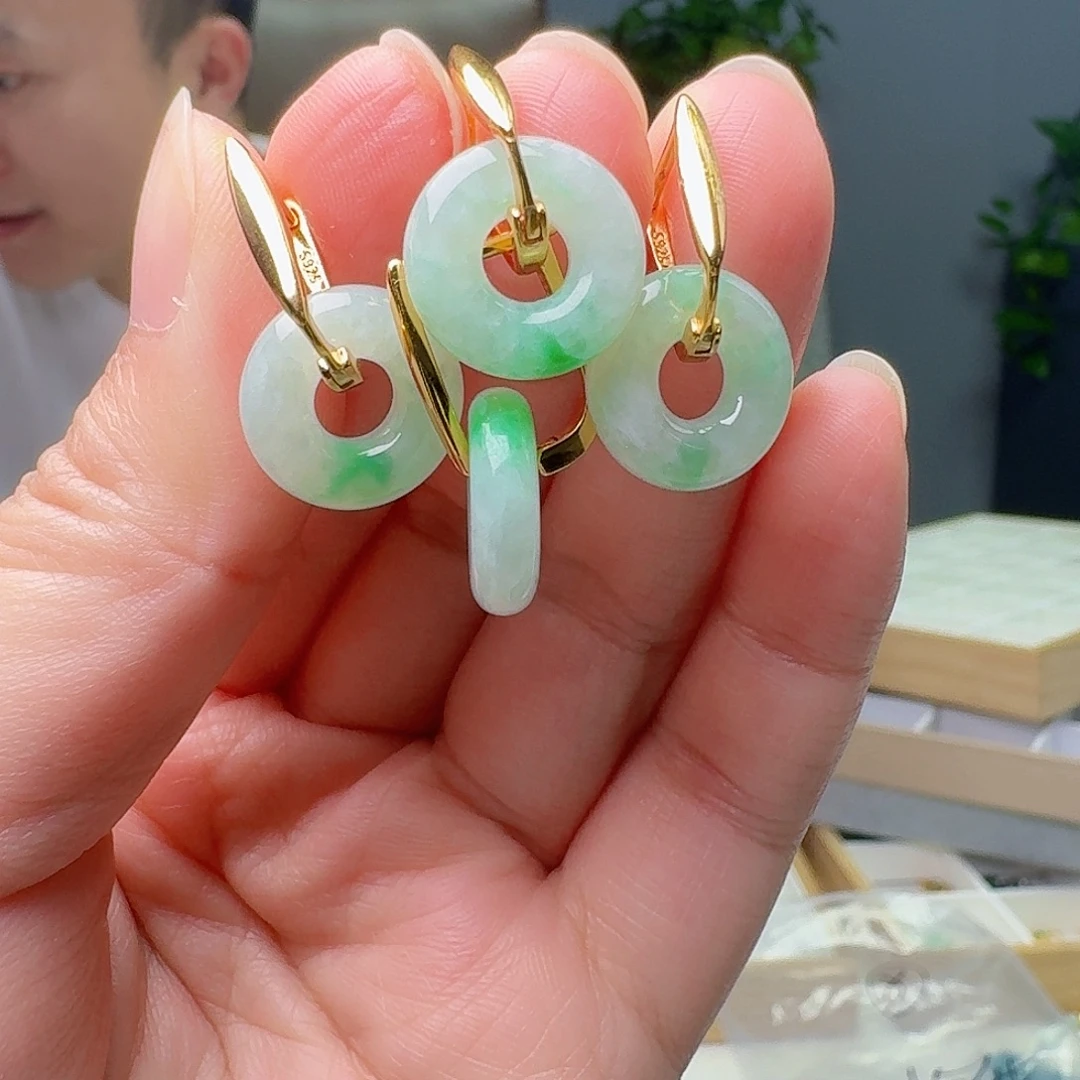 翡翠银S925镶嵌耳饰多样性发货其一