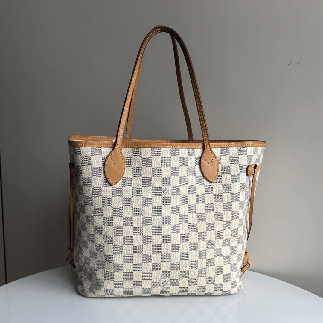99新 LouisVuitton/路易威登 白棋盘格中号Neverfull