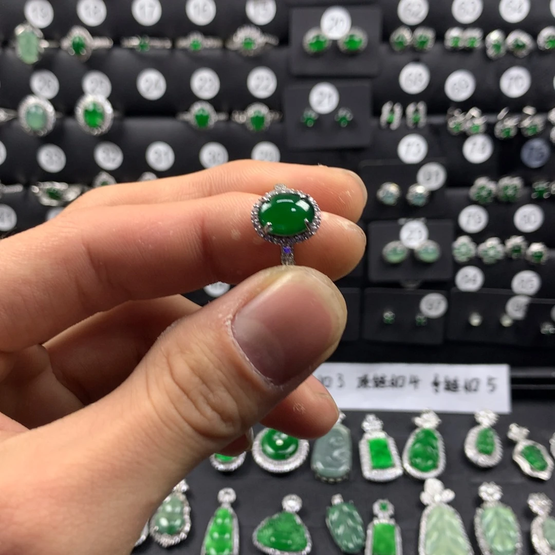 翡翠银S925镶嵌戒指