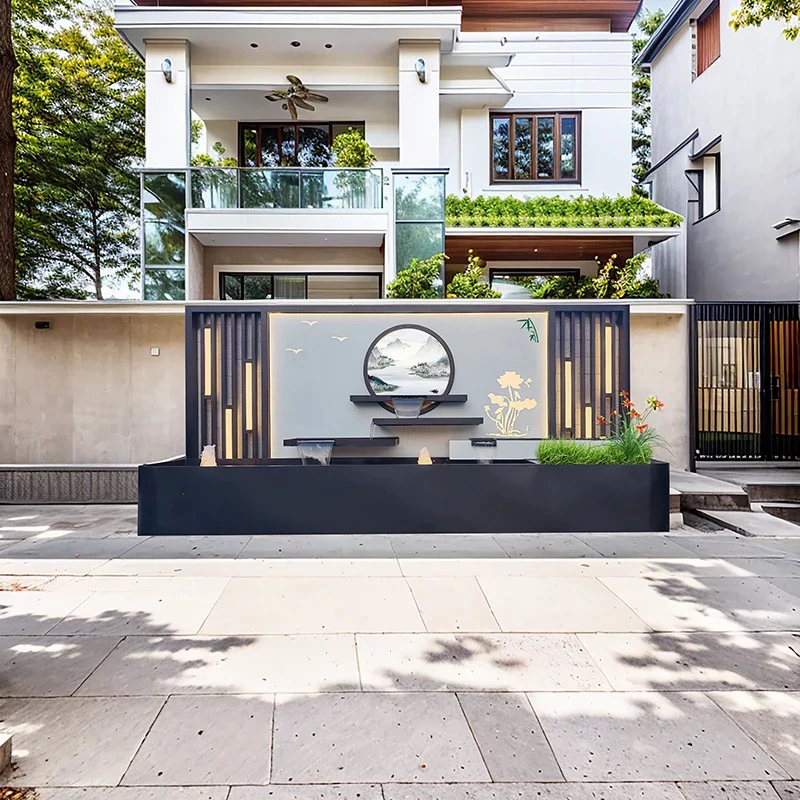 任意尺寸水幕墙款式定制的户外庭院影壁墙不锈钢流水景观隔断屏风